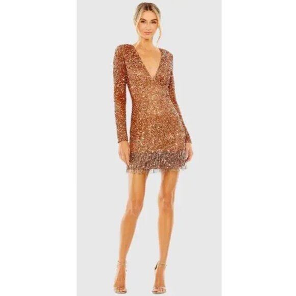 Mac Duggal | Sequin Fringe Mini Dress | NWT | 2 - Picture 1 of 12